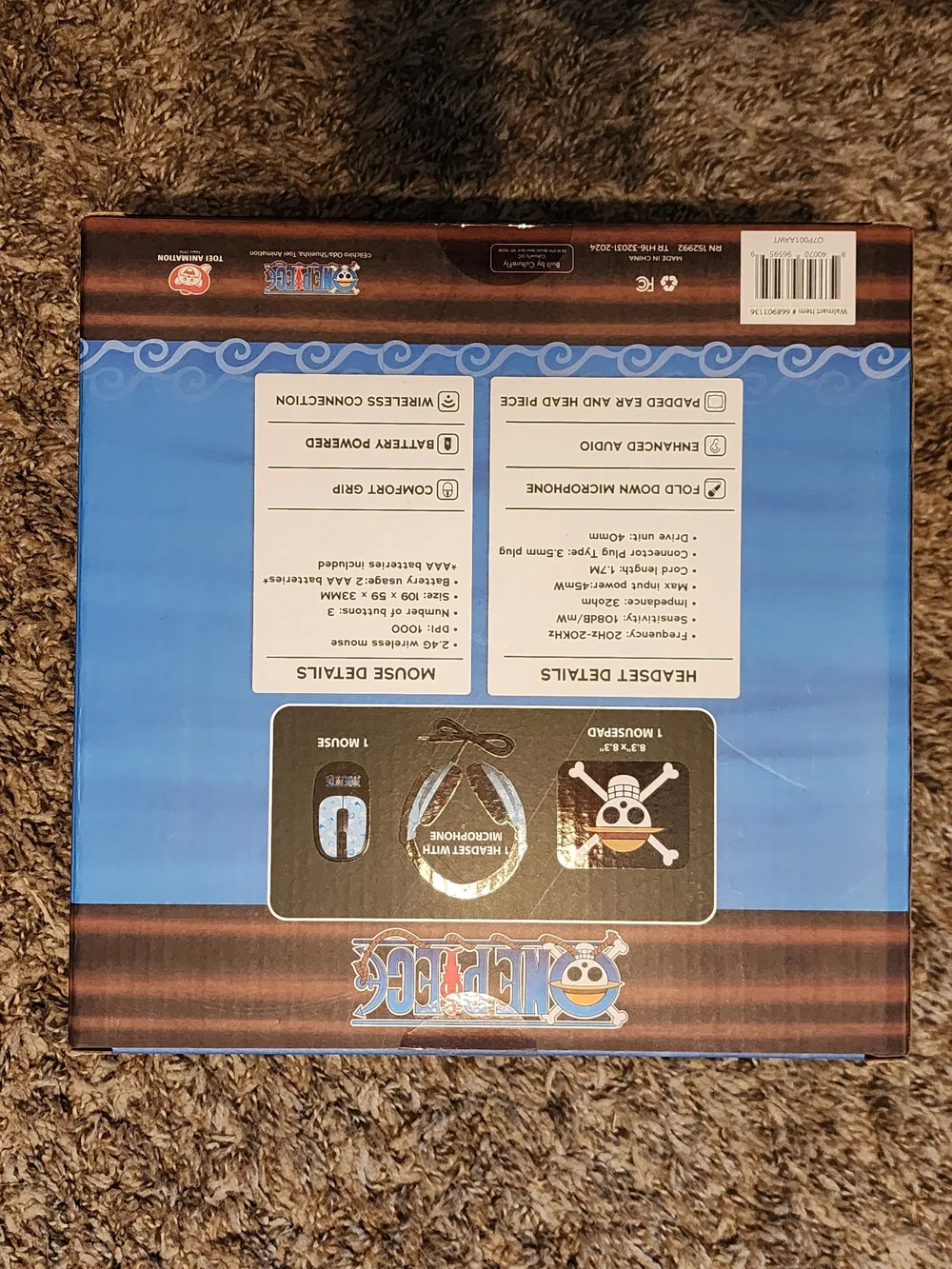 Onepiece Blue Headset, Wireless Mouse & Mousepad 3-Piece Set